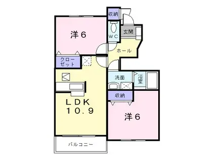 プロムナードⅡ(2LDK/1階)の間取り写真