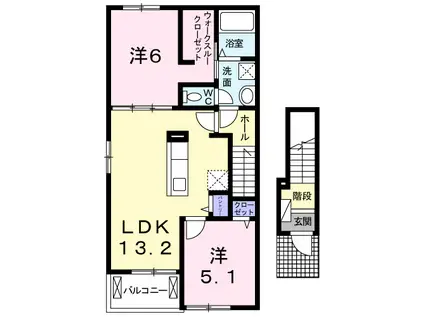 HEART HOUSE Ⅱ(2LDK/2階)の間取り写真