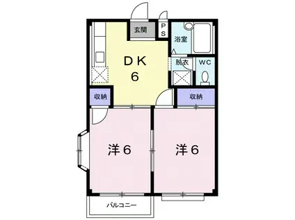 エルディム塚本B(2DK/1階)の間取り写真