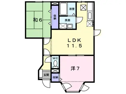 メゾンソレイユ2(2LDK/1階)の間取り写真