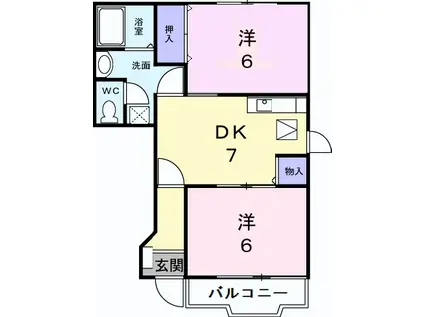 KSル・クープル2(2DK/1階)の間取り写真