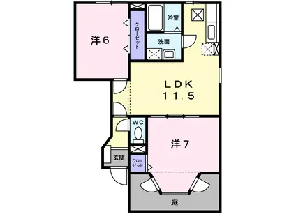 ベル・コリーヌS1(2LDK/1階)の間取り写真