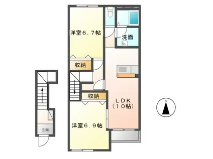 QUATRE BIEN(2LDK/2階)の間取り写真