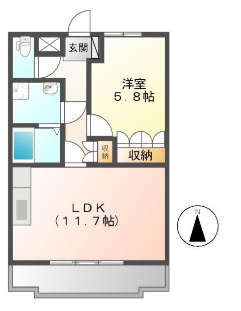 フォル・ルスト(1LDK/2階)の間取り写真