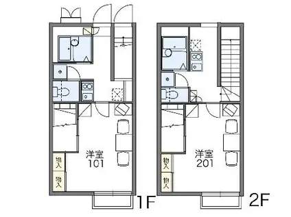 レオパレスグリーンヒルⅢ(1K/2階)の間取り写真