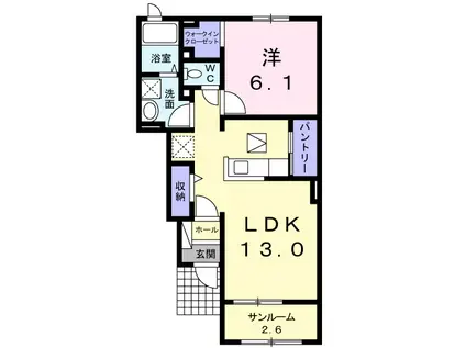ドミール大島 Ⅱ(1LDK/1階)の間取り写真