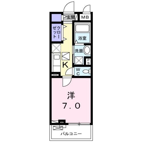 サイド ライス フィールドⅡ(1K/1階)の間取り写真
