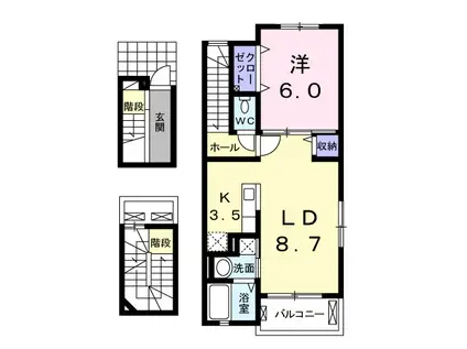 ウェリットメゾンⅡ(1LDK/3階)の間取り写真