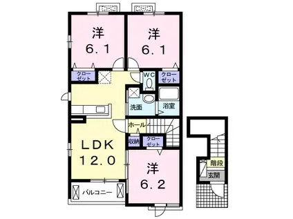 LA LUCE.S.Ⅱ(3LDK/2階)の間取り写真