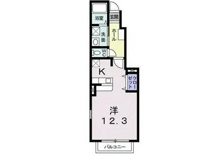 シンフォニア・Ⅱ(ワンルーム/1階)の間取り写真