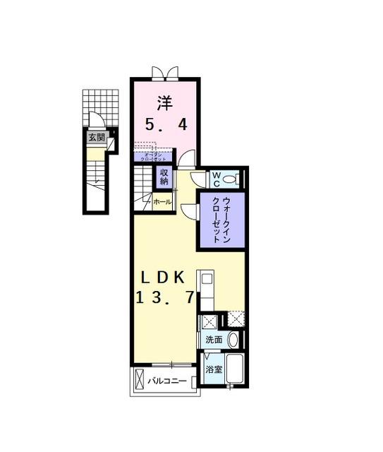 グラース・アビタシオンⅣ(1LDK/2階)の間取り写真