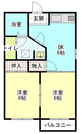 ハイツスルガ(2DK/2階)の間取り写真
