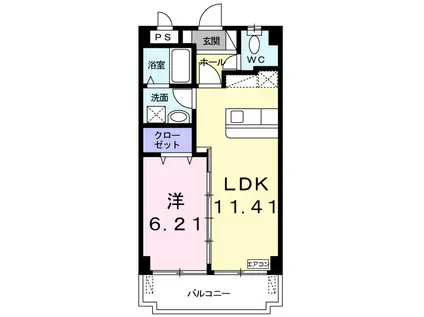 リバーKS(1LDK/2階)の間取り写真