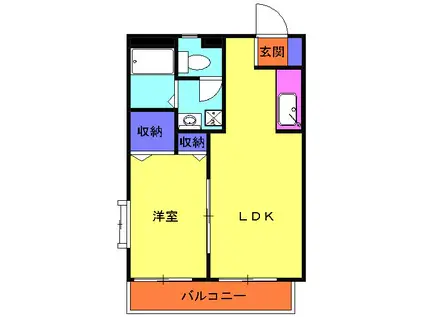 リビオン(1LDK/2階)の間取り写真