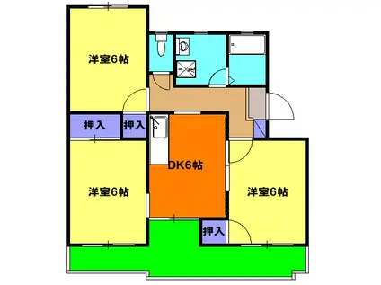 ライフゾーン長谷部(3DK/3階)の間取り写真