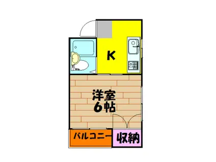 三松コーポ(1K/3階)の間取り写真
