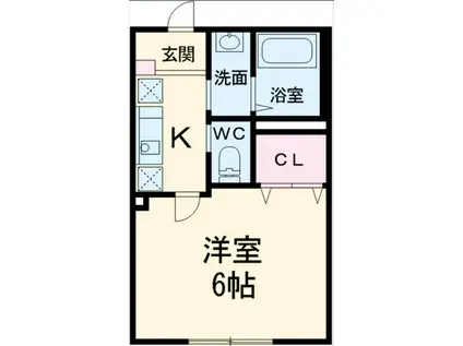 勝田台PDⅢ(1K/1階)の間取り写真