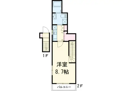 ラフィネ東小金井(1K/2階)の間取り写真