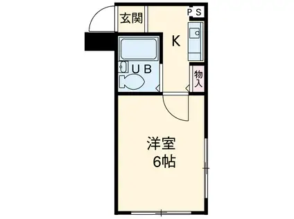 ブルーグレイス高幡不動(1K/1階)の間取り写真