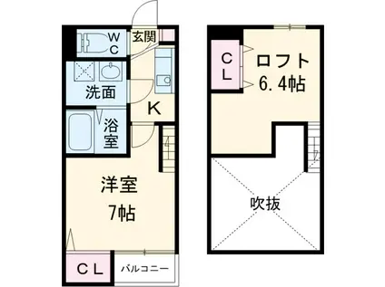 グリシーヌ西鶴間(1K/1階)の間取り写真