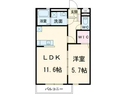 クレール相沢(1LDK/2階)の間取り写真