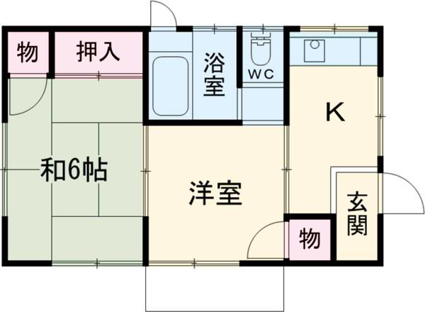 京王電鉄京王線 聖蹟桜ケ丘駅 徒歩20分 1階建 築56年(2DK)の間取り写真