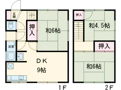 多摩モノレール 程久保駅 徒歩6分 2階建 築53年(3DK)の間取り写真