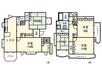 中央本線 国分寺駅 徒歩14分 2階建 築39年(4LDK)の間取り写真