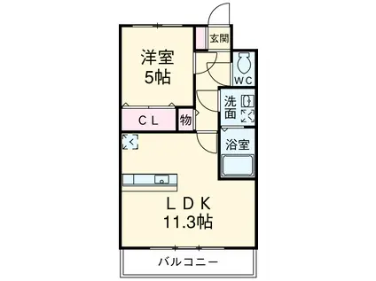 メゾン・レ・シエル(1LDK/2階)の間取り写真