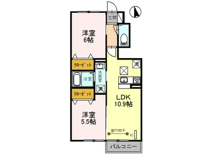 ボナール・T(2LDK/1階)の間取り写真