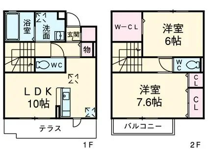 セコートC(2LDK/1階)の間取り写真