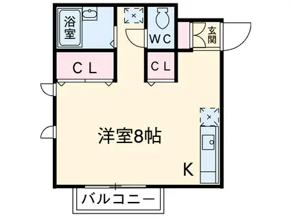 小田急電鉄小田原線 向ケ丘遊園駅 徒歩14分 2階建 築23年(ワンルーム/2階)の間取り写真