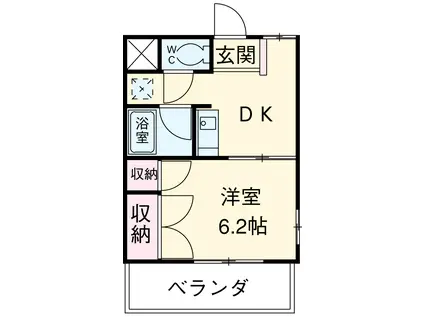 ピアレス中央林間(1DK/2階)の間取り写真