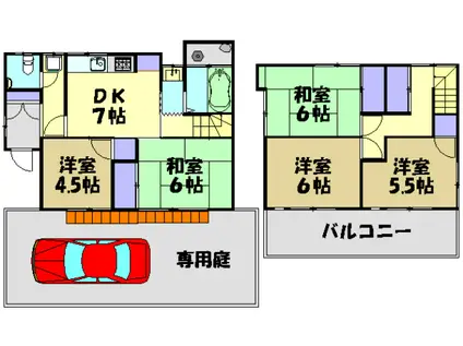 中央本線 武蔵小金井駅 バス乗車時間：9分 回田本通りバス停で下車 徒歩1分 2階建 築38年(5DK)の間取り写真