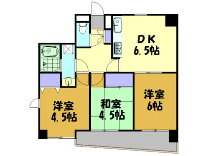 キャッスル鴨下(2LDK/3階)の間取り写真