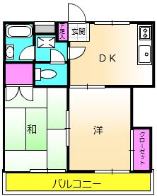 サニーハイツ御立N棟(2DK/2階)の間取り写真