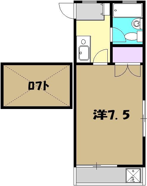 ウイング水野(1K/2階)の間取り写真