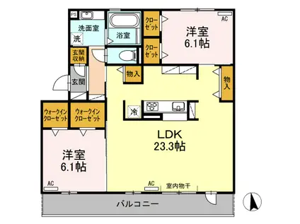 クリア トゥレス A棟(2LDK/3階)の間取り写真