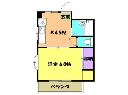 ネオカーサ(1K/2階)の間取り写真