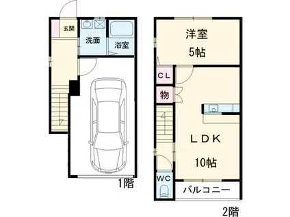 カーレッジ(1LDK)の間取り写真
