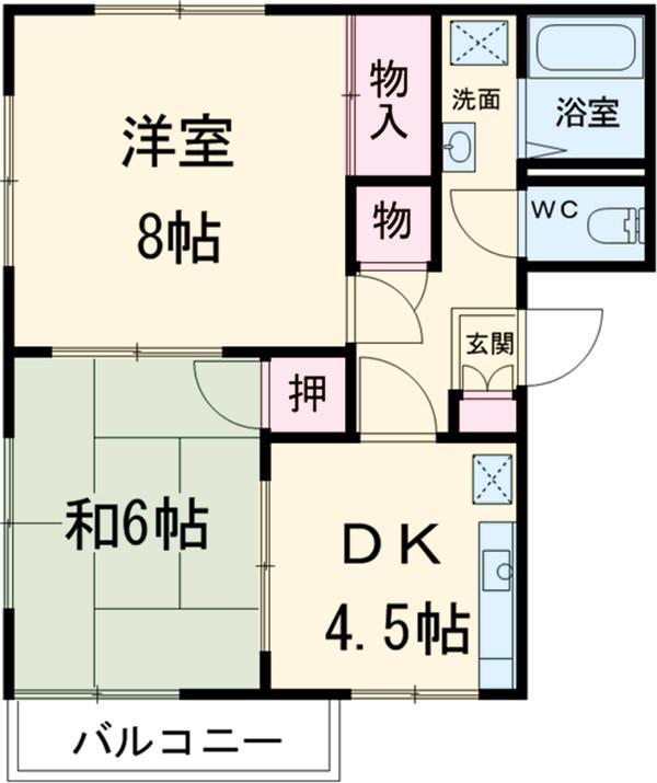 サンヴィーナ差間A(2DK/2階)の間取り写真