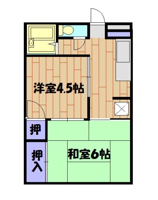 新井ハイツ(2K/2階)の間取り写真