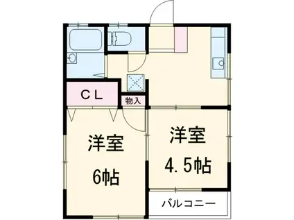 グリーンハイツ(2K/2階)の間取り写真