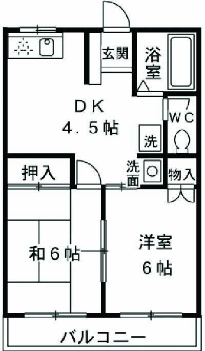 エクセレント(2DK/2階)の間取り写真
