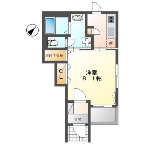 GRAND RIVIERE 2(1K/1階)の間取り写真