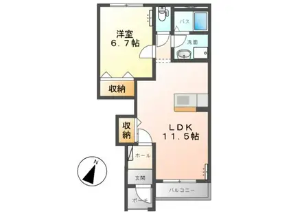 ラムールⅡ(1LDK/1階)の間取り写真