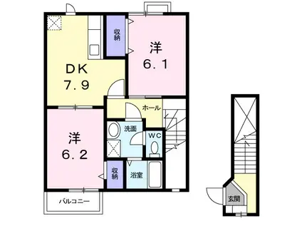 ミレニアJ・K Ⅰ(2DK/2階)の間取り写真