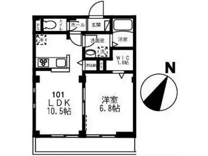 シェモア東(1LDK/1階)の間取り写真