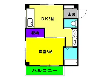 クローバーハイム(1DK/2階)の間取り写真