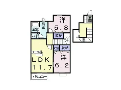 ファミールウツベ Ⅲ(2LDK/2階)の間取り写真